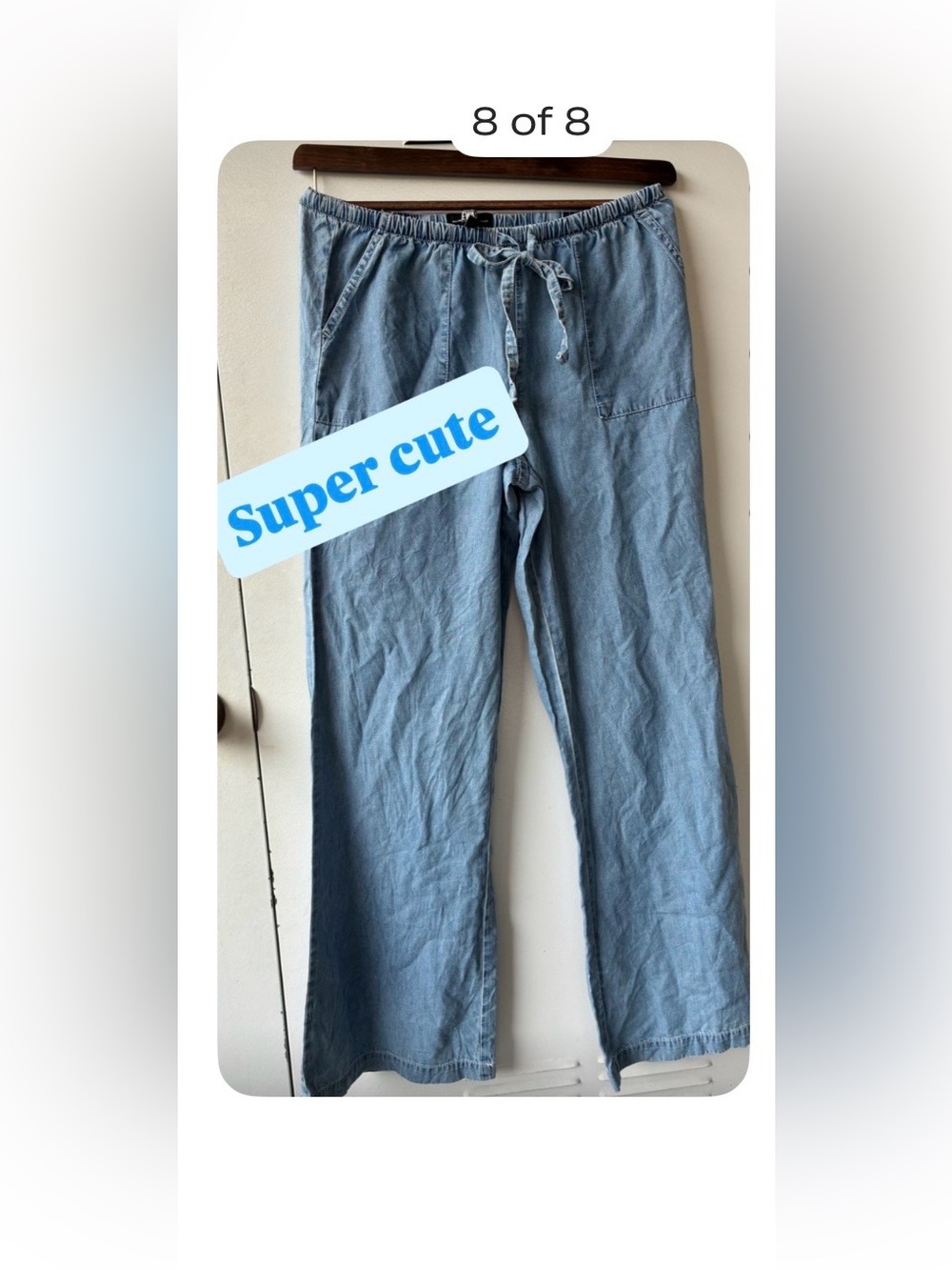 Rewash Low Rise Light Wash Denim Drawstring Pants - Picture 9 of 9